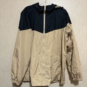 Totes Womens Mens Unisex 2XL Black Beige Hooded Zip Up Rain Windbreaker Jacket
